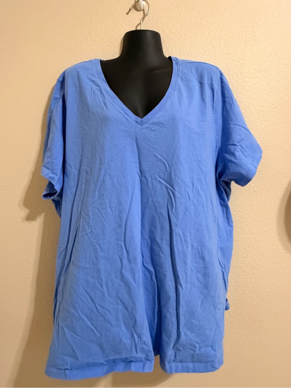 Woman Within Classic V-Neck Short Sleeve Tee - Sky Blue